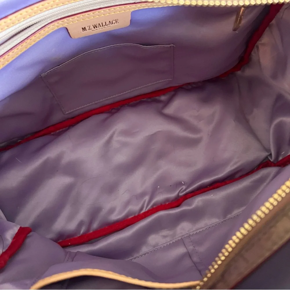 Gorgeous MZ Wallace plum nylon Clara satchel with leather trim & brass h…